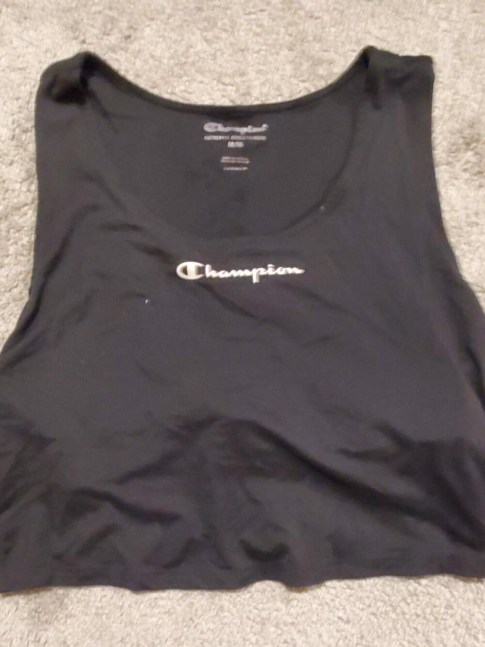 Champion Black Cropped Muscle Tank Top Script Logo